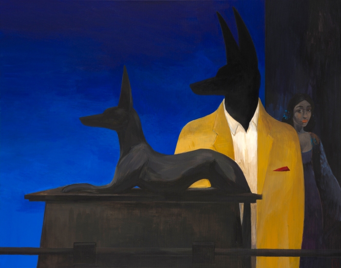 Joanna Karpowicz „Anubis w muzeum w Kairze”, 73 x 92 cm, akryl na płótnie, 2016